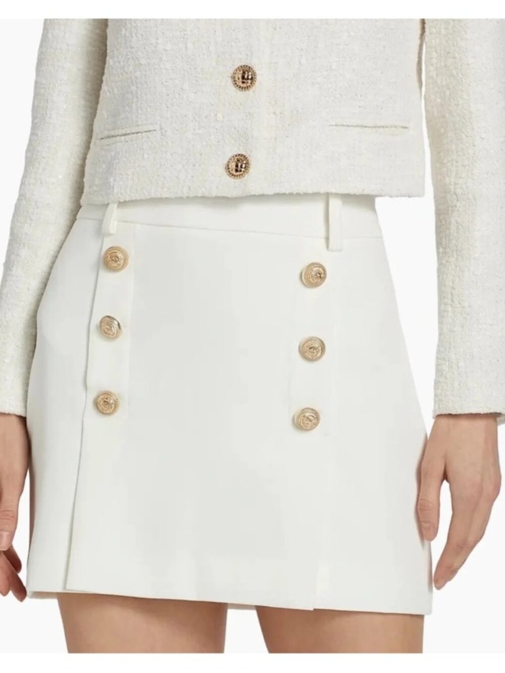 New Generation Love Imogen White A-Line Crepe Buttoned Mini Skirt Size 2